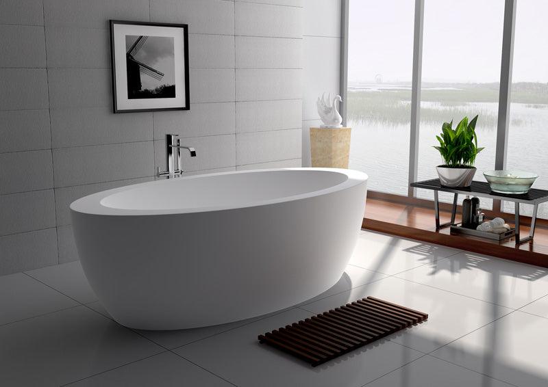 Legion Furniture 74.8" White Matt Solid Surface Tub - Bathroom Design Center