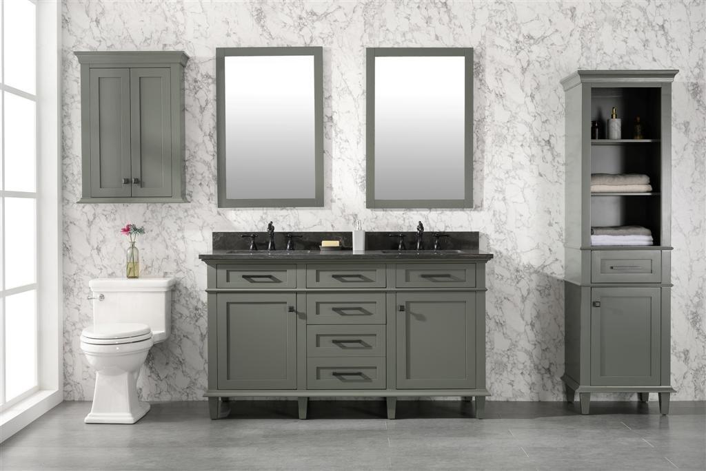 Legion Furniture 60" Double Sink Vanity Cabinet With Carrara White Top - Bathroom Design Center
