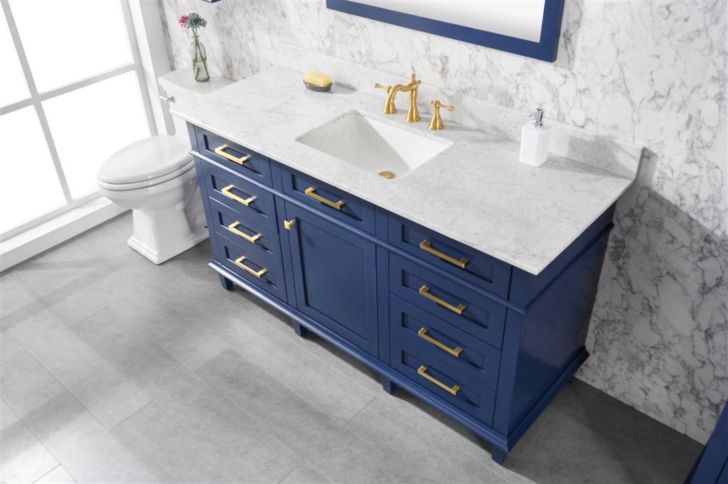Legion Furniture 60" Double Vanity Cabinet With Carrara White Top - Bathroom Design Center