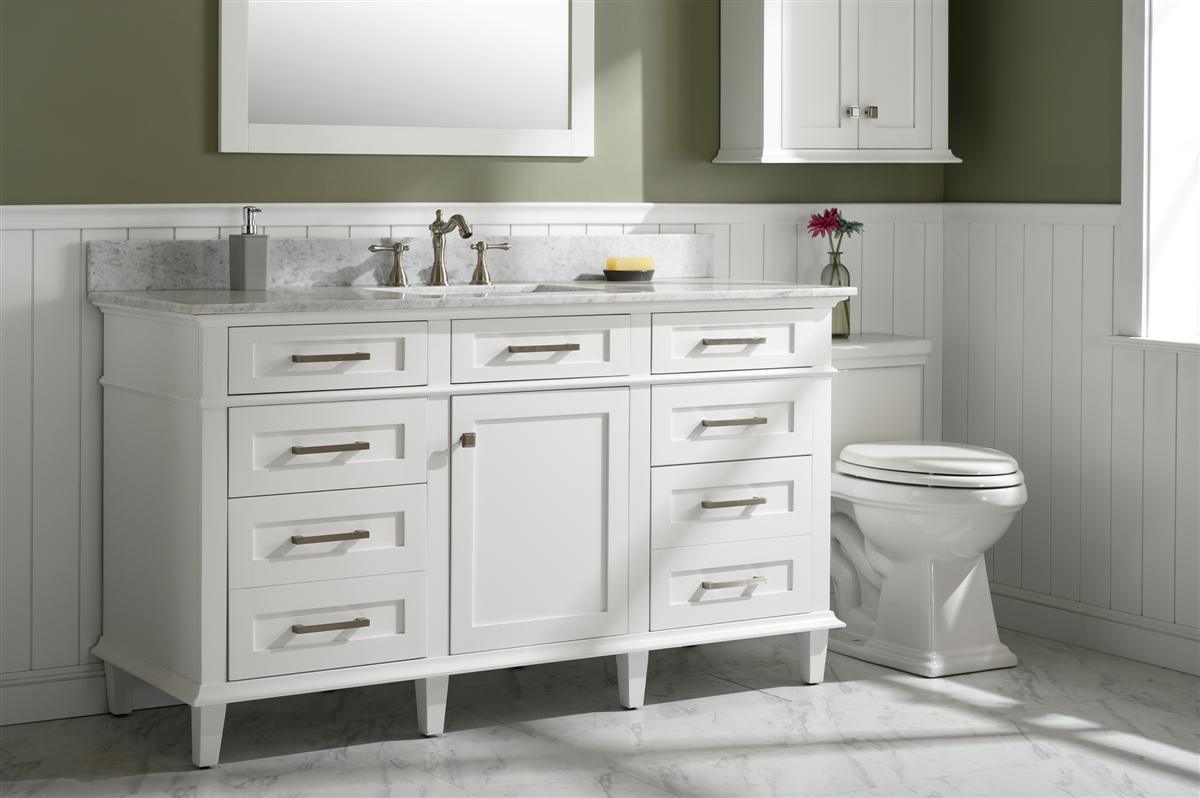 Legion Furniture 60" Double Vanity Cabinet With Carrara White Top - Bathroom Design Center