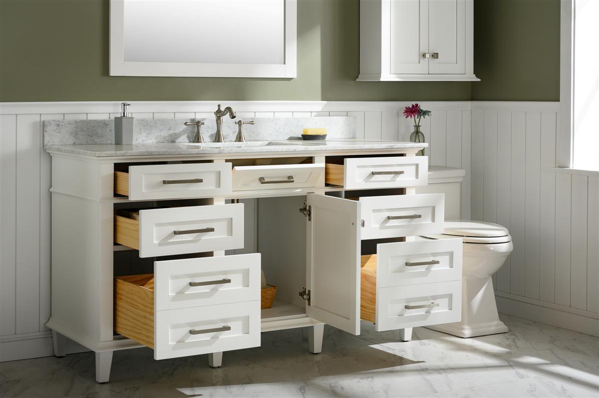 Legion Furniture 60" Double Vanity Cabinet With Carrara White Top - Bathroom Design Center