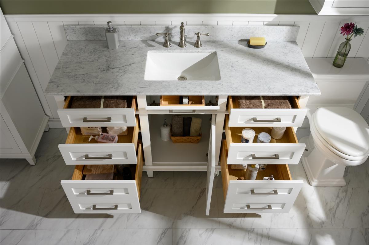 Legion Furniture 60" Double Vanity Cabinet With Carrara White Top - Bathroom Design Center