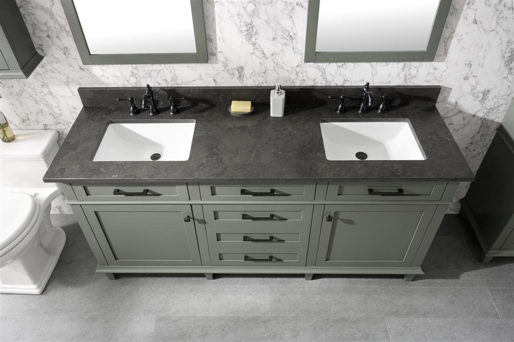 Legion Furniture 72" Double Sink Vanity Cabinet With Carrara White Top - Bathroom Design Center