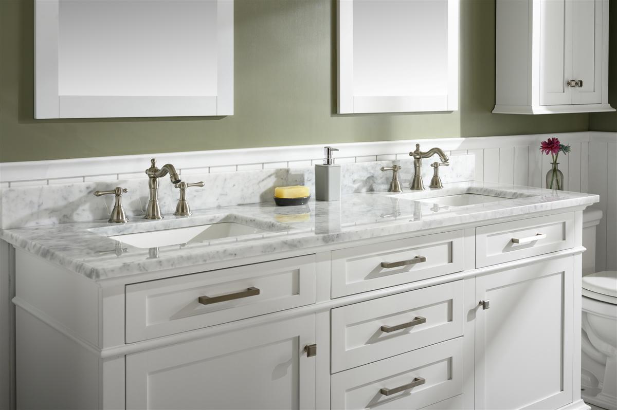 Legion Furniture 72" Double Sink Vanity Cabinet With Carrara White Top - Bathroom Design Center