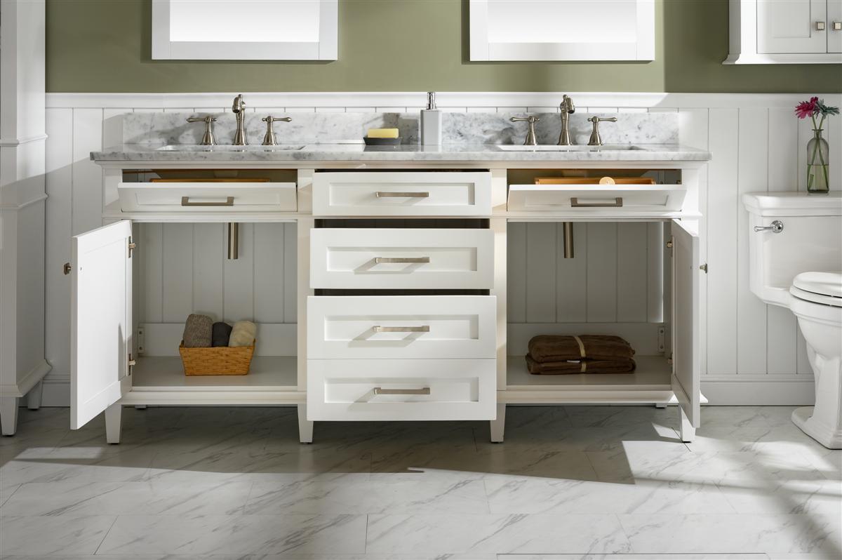 Legion Furniture 72" Double Sink Vanity Cabinet With Carrara White Top - Bathroom Design Center