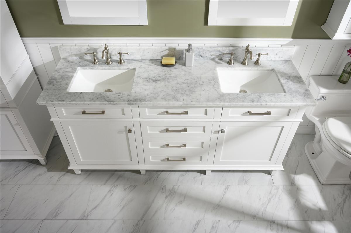 Legion Furniture 72" Double Sink Vanity Cabinet With Carrara White Top - Bathroom Design Center