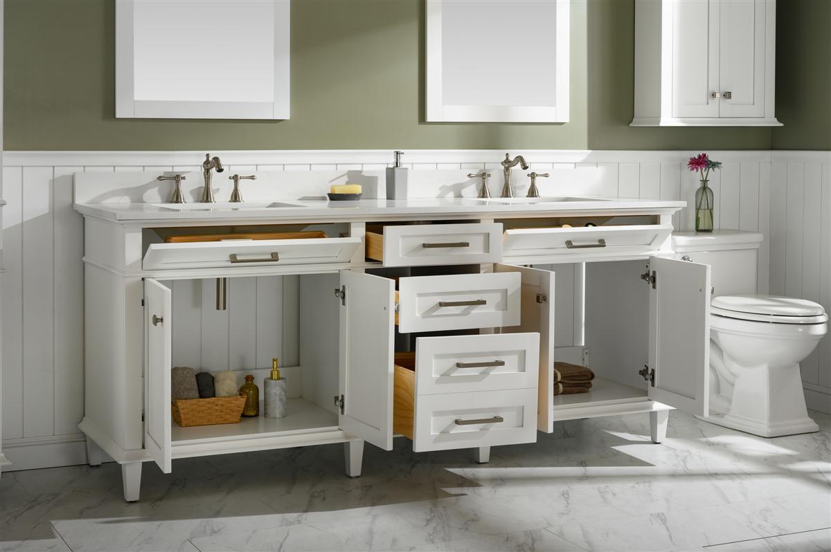 Legion Furniture 80" Double Sink Vanity With Carrara White Quartz Top - Bathroom Design Center