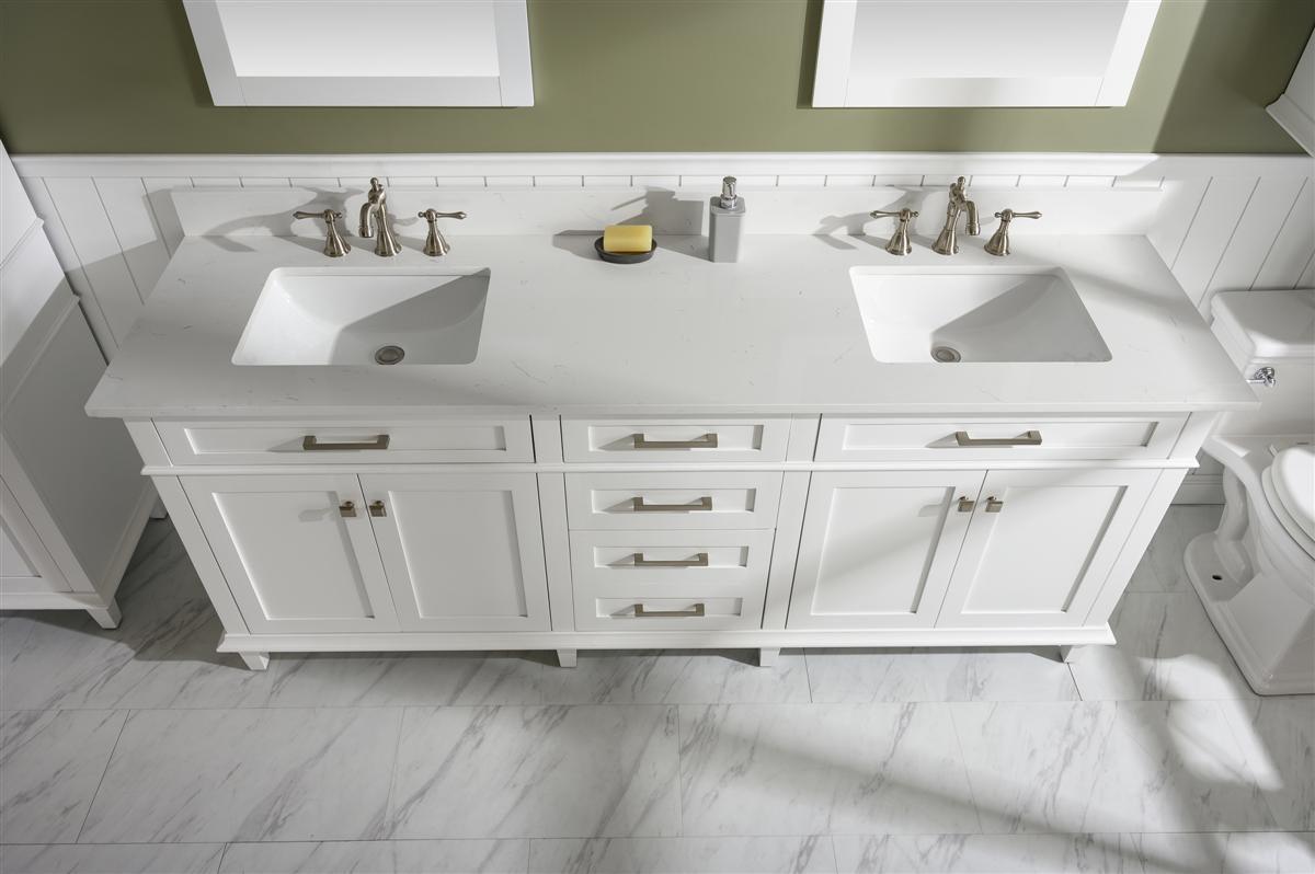 Legion Furniture 80" Double Sink Vanity With Carrara White Quartz Top - Bathroom Design Center