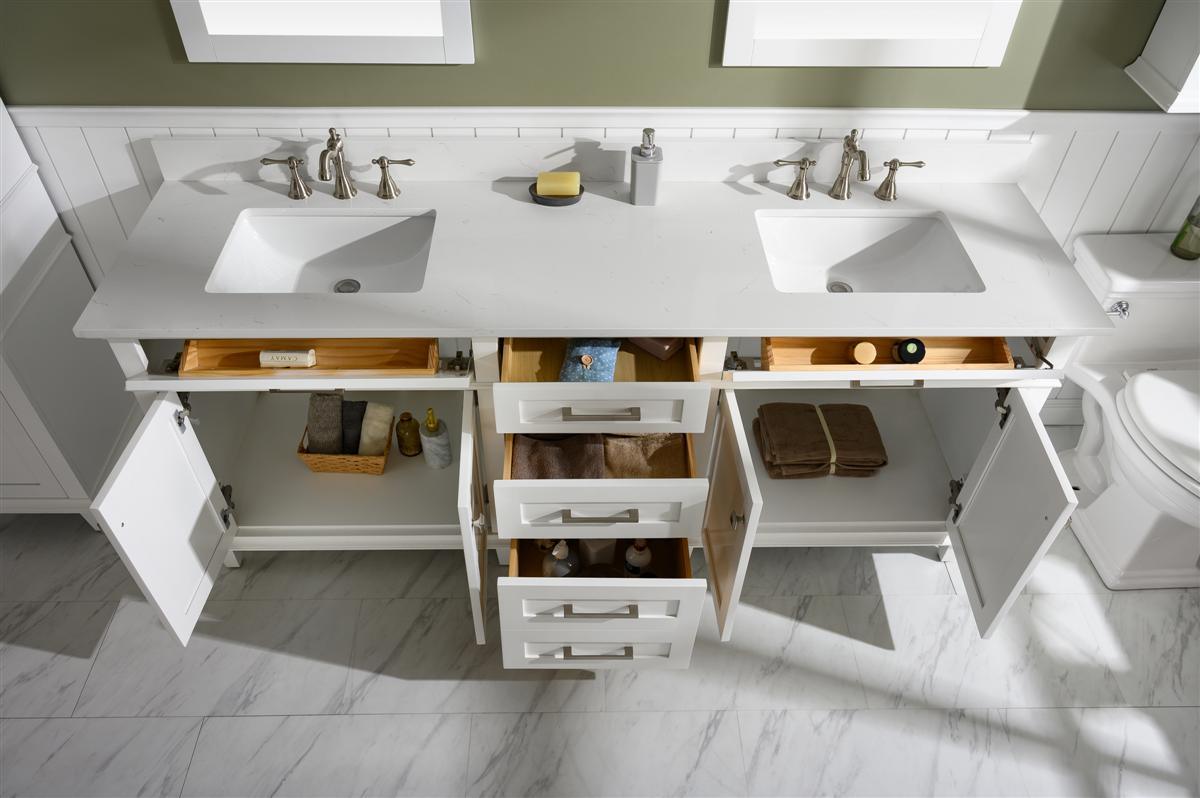 Legion Furniture 80" Double Sink Vanity With Carrara White Quartz Top - Bathroom Design Center