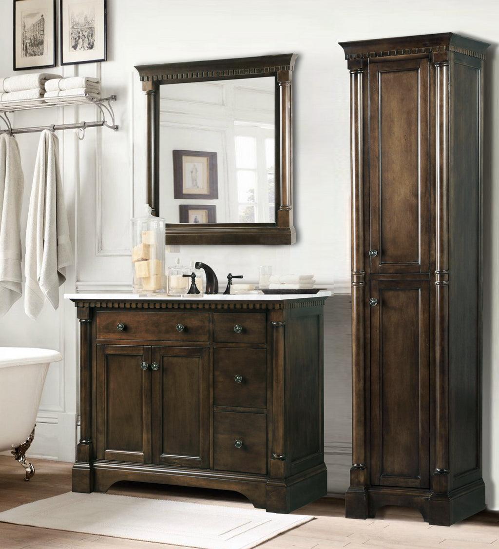 Legion Furniture Antique Coffee Sink Vanity With Carrara White Top And Matching Backsplash - Bathroom Design Center
