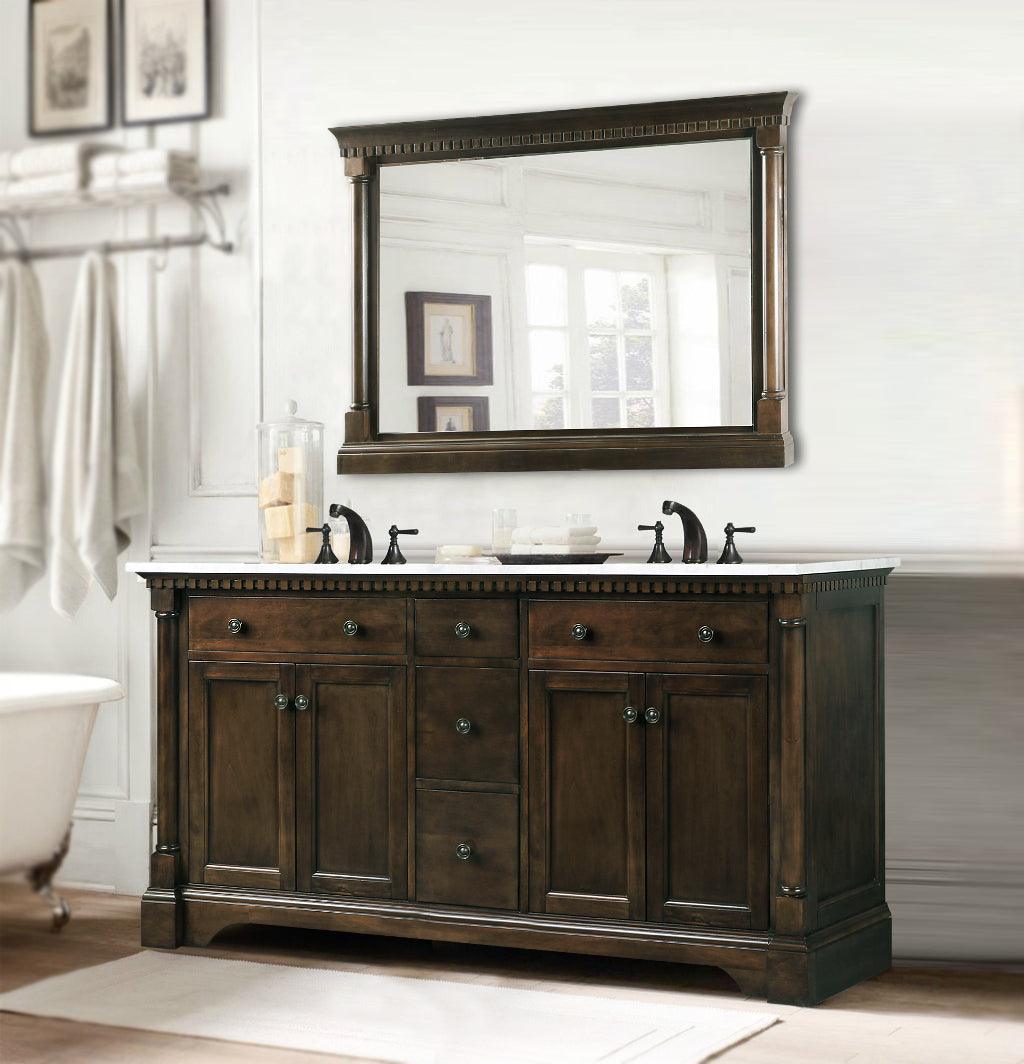 Legion Furniture Antique Coffee Sink Vanity With Carrara White Top And Matching Backsplash - Bathroom Design Center