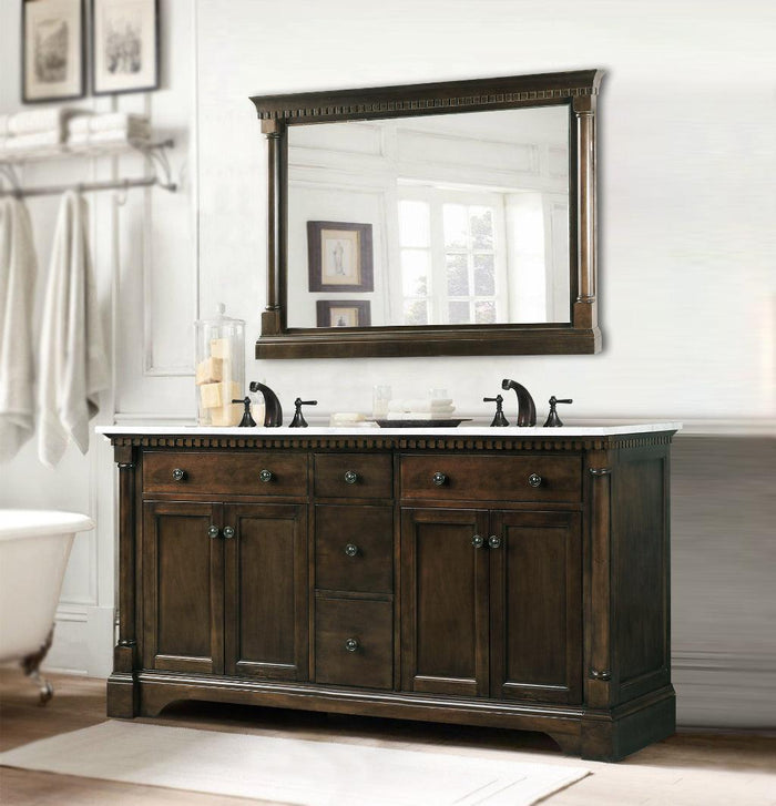 Legion Furniture Antique Coffee Sink Vanity With Carrara White Top And Matching Backsplash