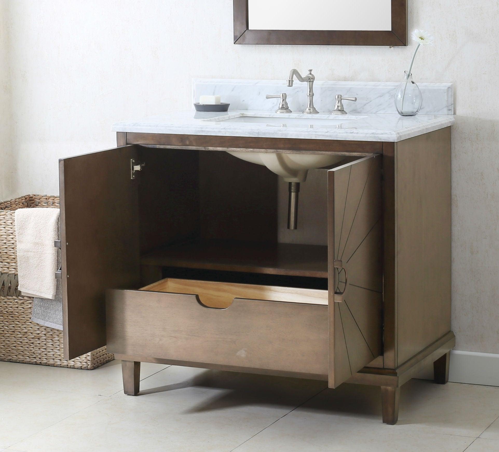 Legion Furniture Free Standing Single Vanity With White Carrara Marble Top - Bathroom Design Center