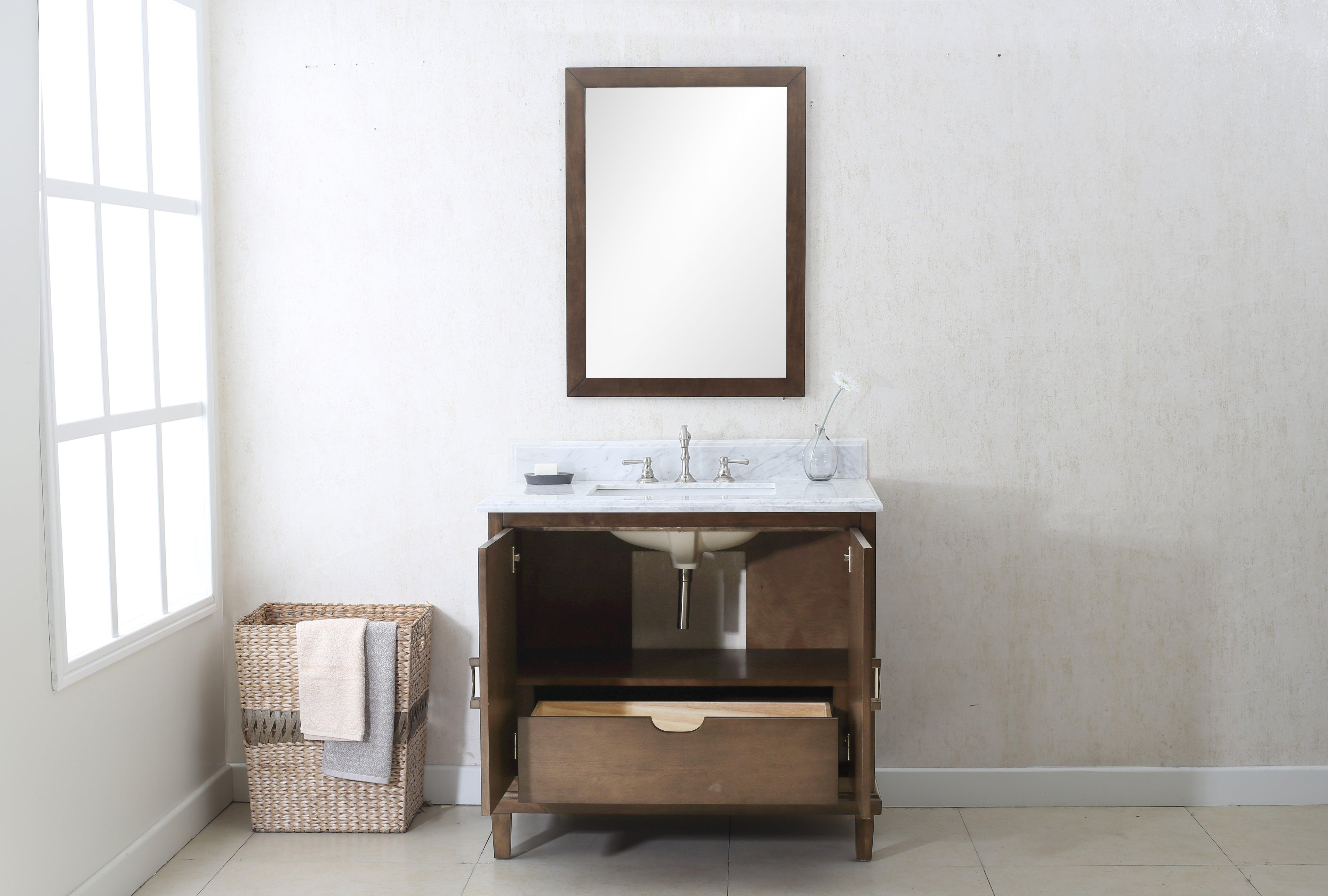 Legion Furniture Free Standing Single Vanity With White Carrara Marble Top - Bathroom Design Center