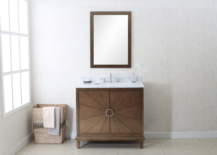 Legion Furniture Antique Coffee Free Standing Single Vanity With White Carrara Marble Top