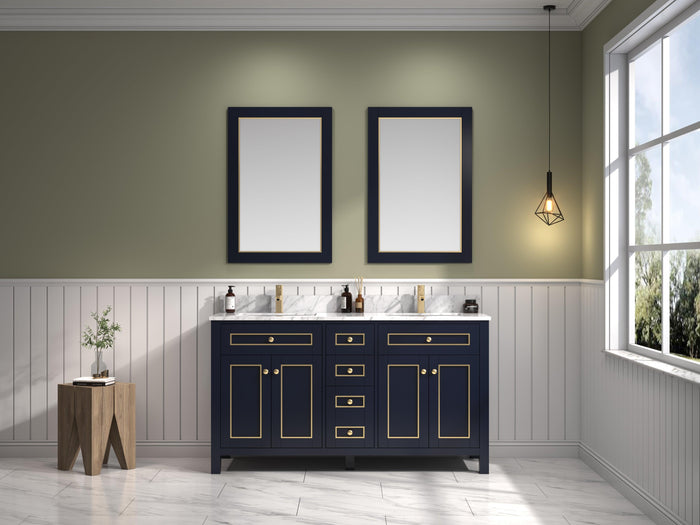Legion Furniture 60" Double Sink Vanity With Hygienic Carrara White Top