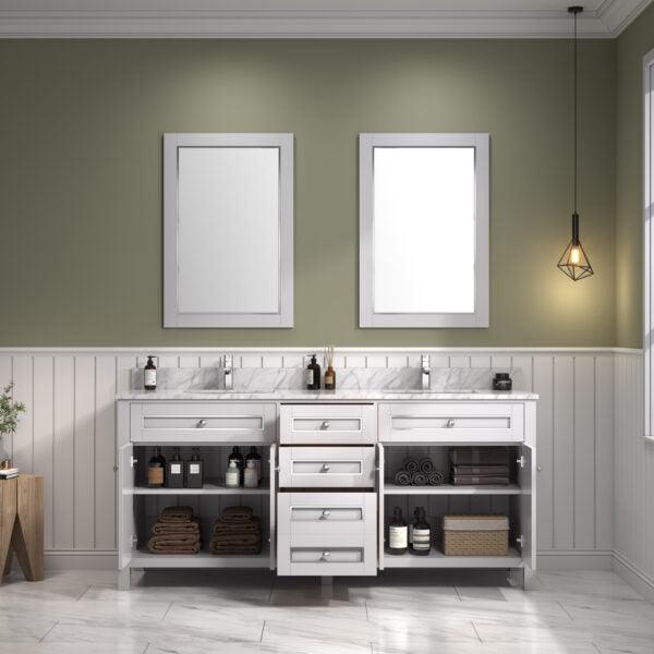Legion Furniture 72" Double Sink Vanity With Carrara White Top - Bathroom Design Center