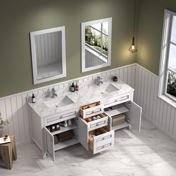 Legion Furniture 72" Double Sink Vanity With Carrara White Top - Bathroom Design Center