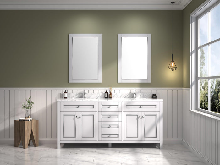 Legion Furniture 72" Double Sink Vanity With Carrara White Top