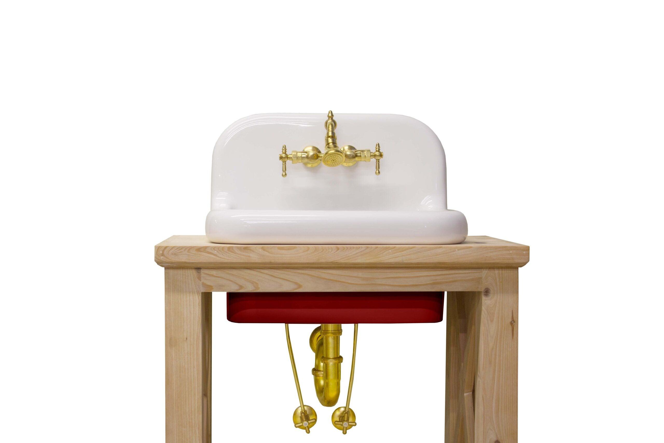 WatermarkFixtures Small 30″ Louisiana Cypress Wood Bath Richland Vanity French Provincial Mini High Back Sink - Bathroom Design Center
