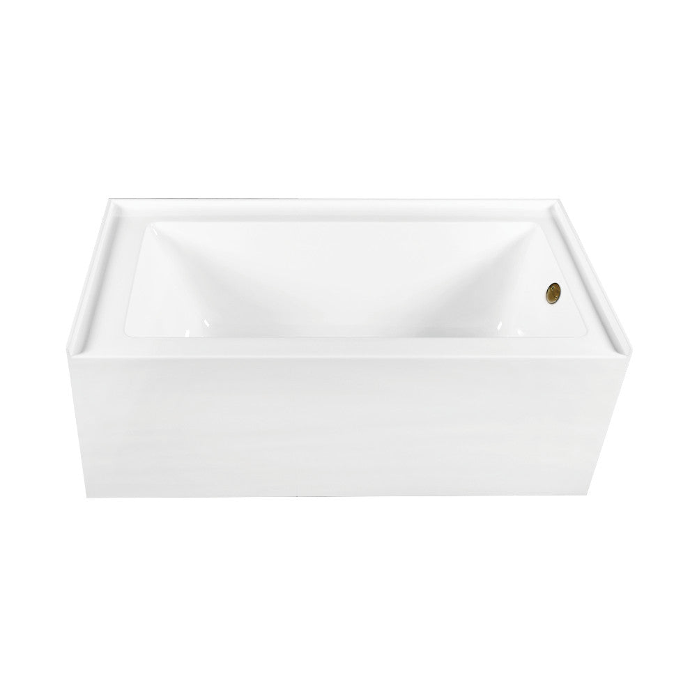 Aqua Eden CVTDE603122R3 60" Acrylic Rectangular 3-Wall Alcove Tub Combo with Waste and Overflow Drain (Right Hand Drain), Glossy White/Antique Brass