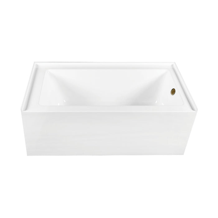Aqua Eden CVTDE603122R3 60" Acrylic Rectangular 3-Wall Alcove Tub Combo with Waste and Overflow Drain (Right Hand Drain), Glossy White/Antique Brass