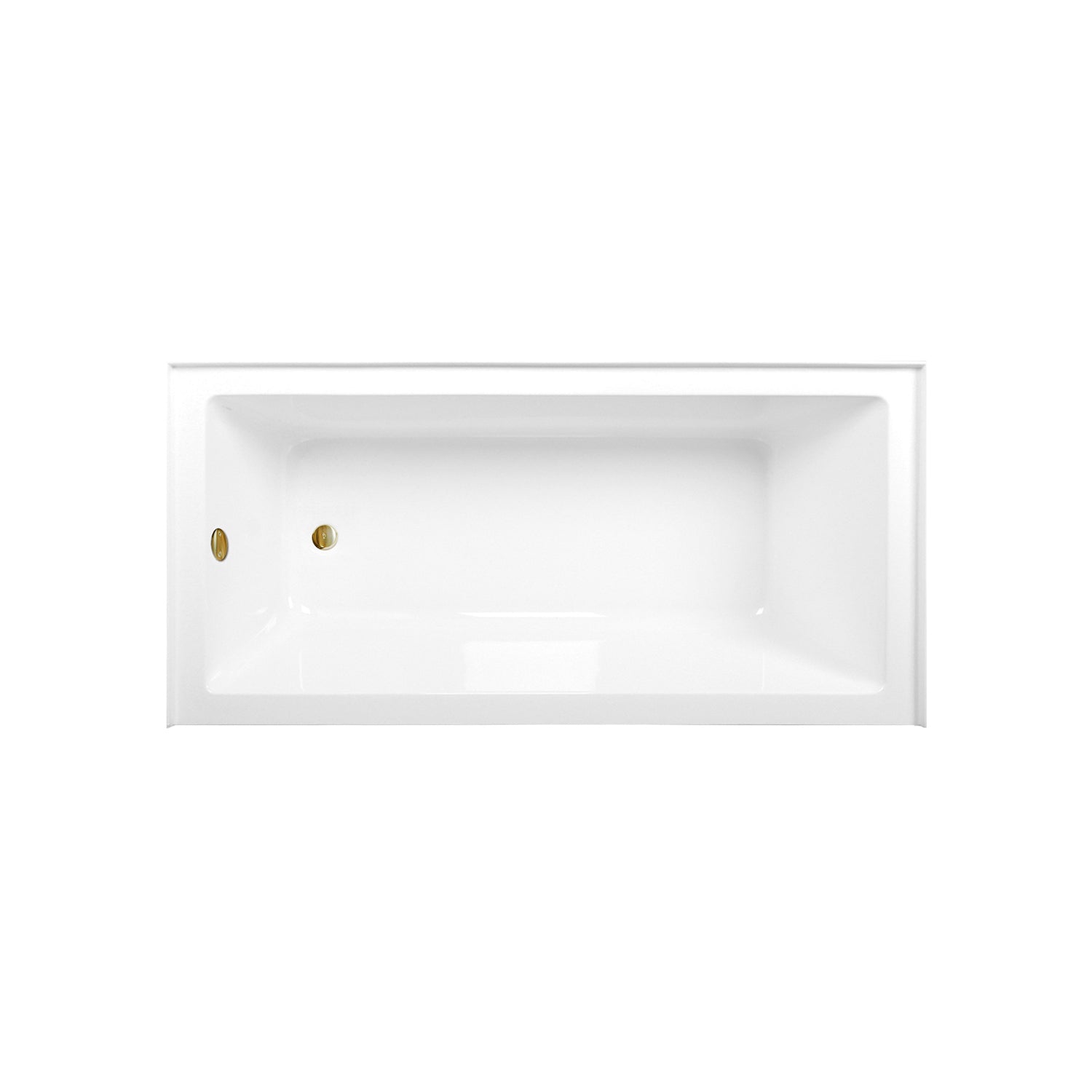 Aqua Eden CVTAP663222L7 66" Acrylic Rectangular 3-Wall Alcove Tub Combo with Waste and Overflow Drain (Left Hand Drain), Glossy White/Brushed Brass