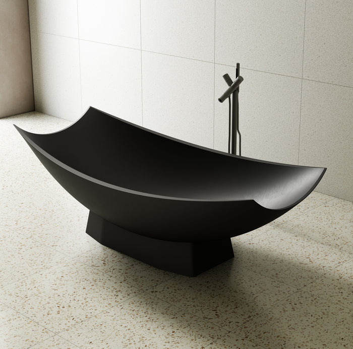 ALFI AB9992BM Black Matte 71" Solid Surface Resin Free Standing Hammock Style Bathtub