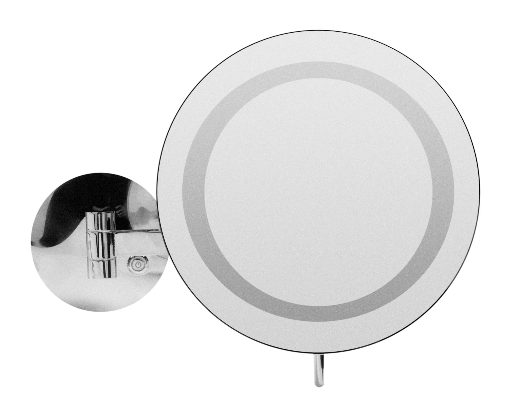 ALFI ABM9WLED-PC Polished Chrome Wall Mount Round 9" 5x Magnifying Cosmetic Mirror with Light
