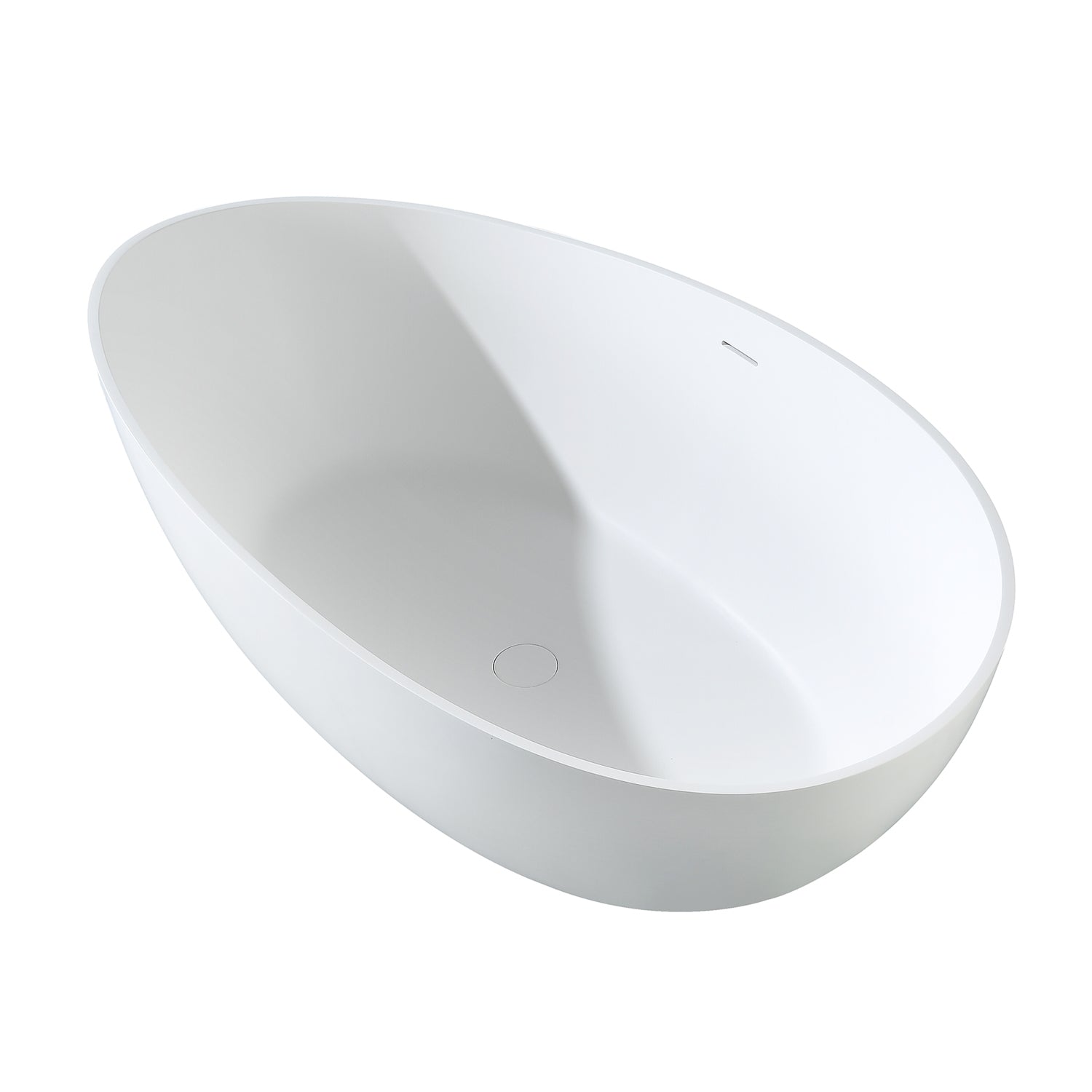Kingston Brass VRTOV633724 63" Solid Surface Oval Double Slipper Freestanding Tub with Drain, Matte White