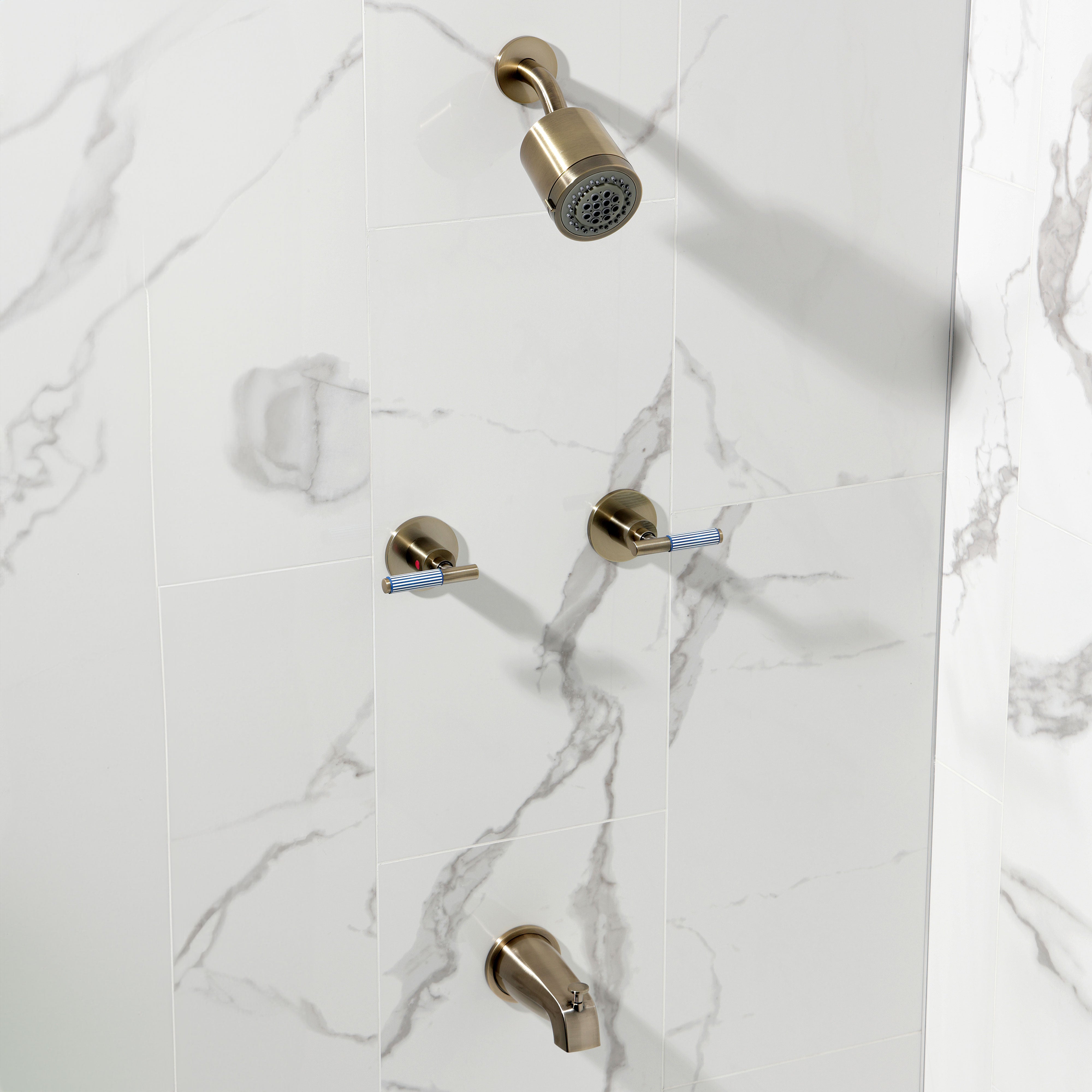Kingston Brass KBX8143KPS Verona Double-Handle Tub and Shower Faucet, Antique Brass
