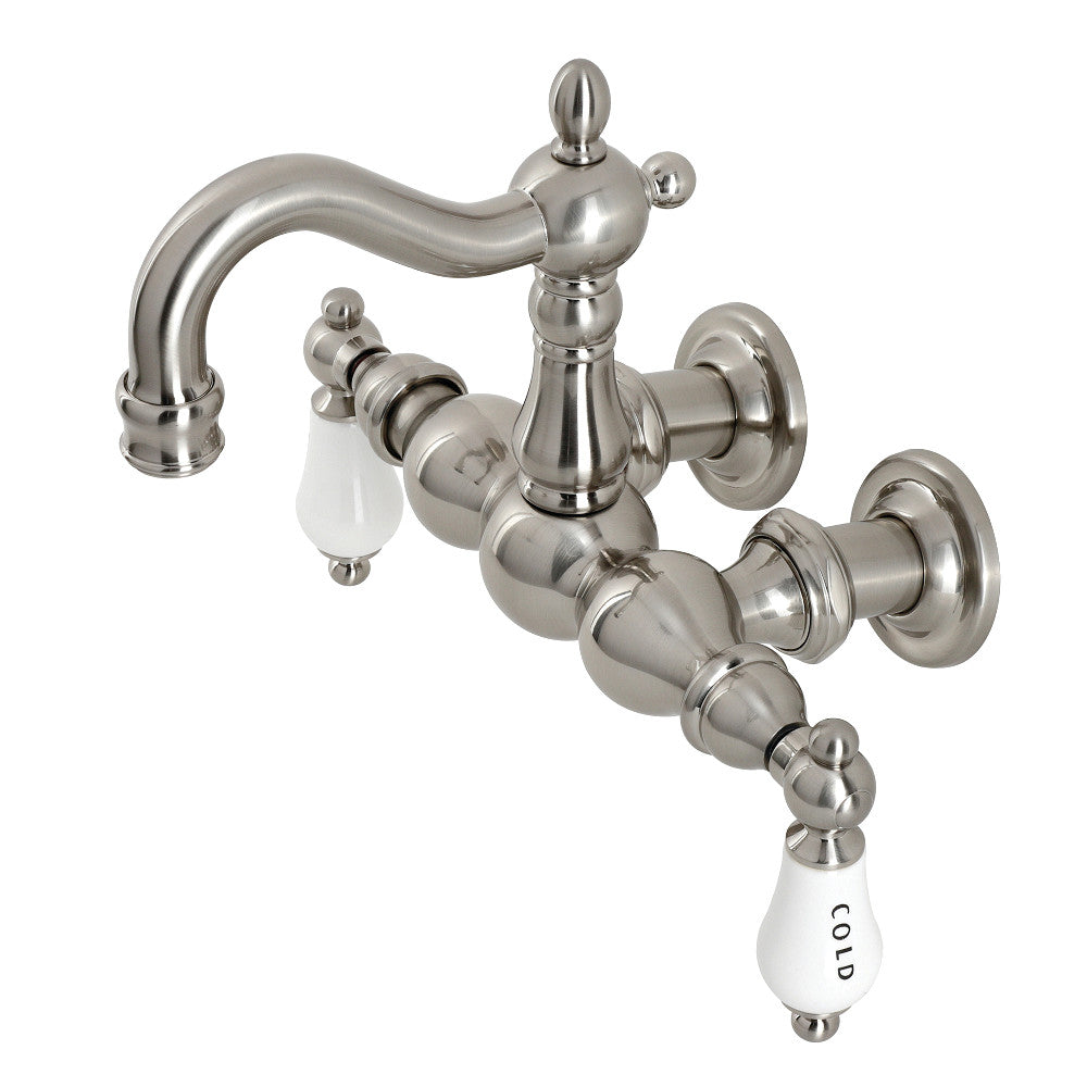 Kingston Brass CA1003T8 Heritage 3-3/8" Tub Wall Mount Clawfoot Tub Faucet, Brushed Nickel