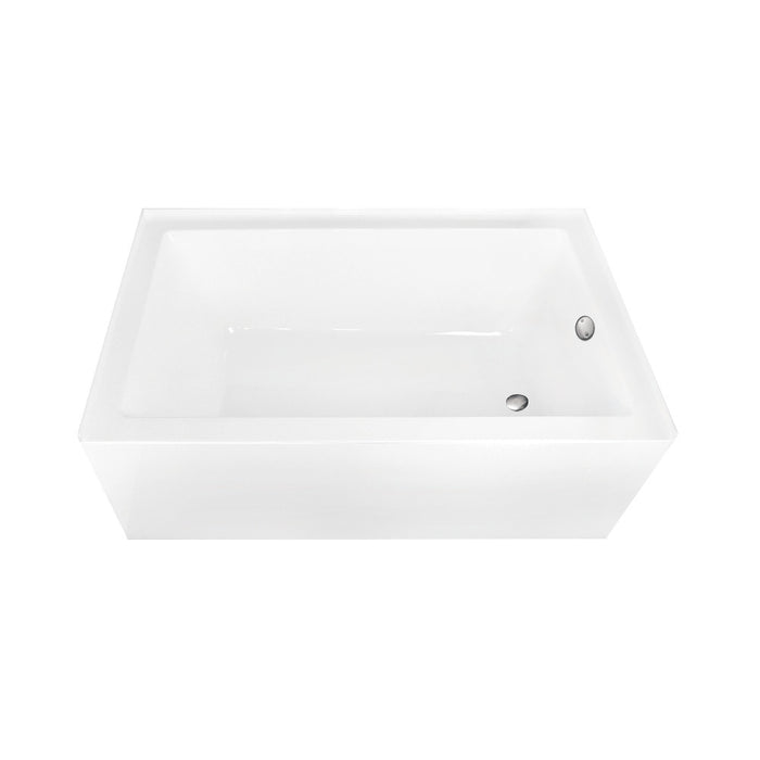 Aqua Eden CVTAP603622R8 60" Acrylic Rectangular 3-Wall Alcove Tub Combo with Waste and Overflow Drain (Right Hand Drain), Glossy White/Brushed Nickel