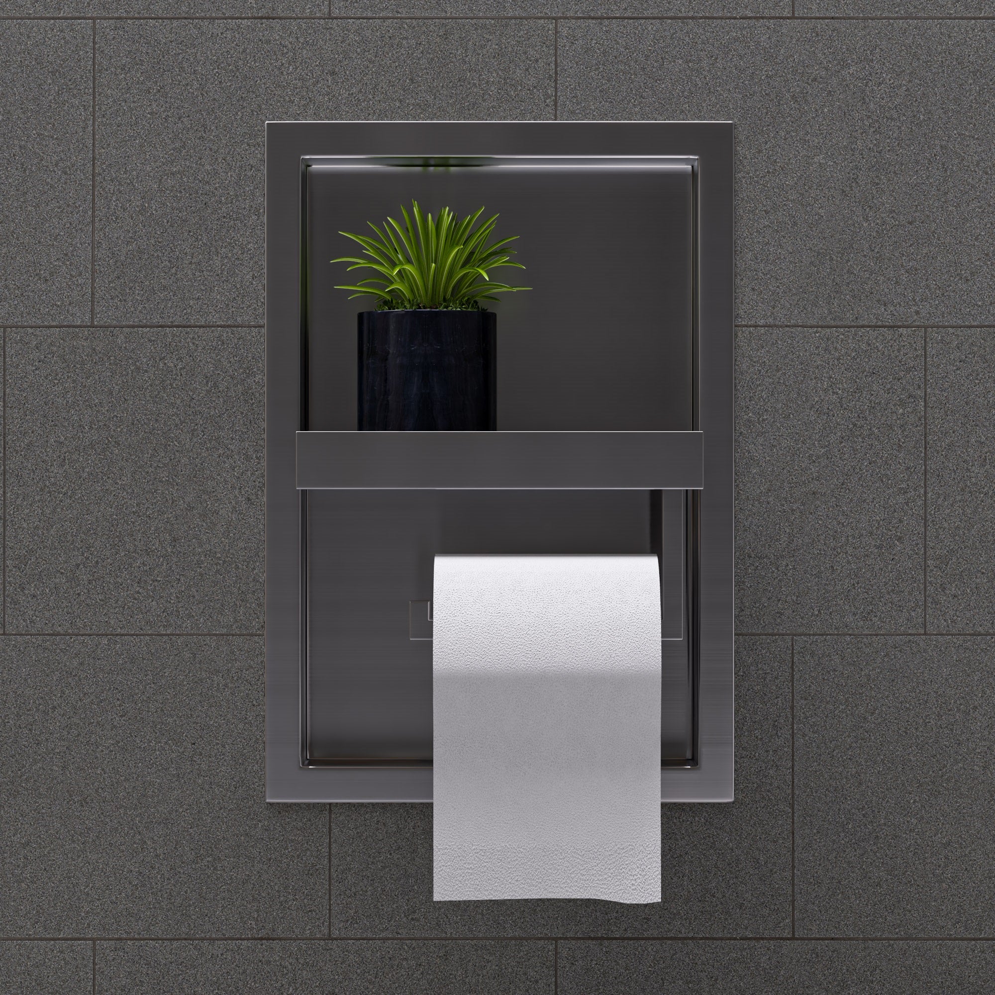 ALFI ABTPN88-BSS Brushed Stainless Steel Recessed Toilet Paper Holder Niche