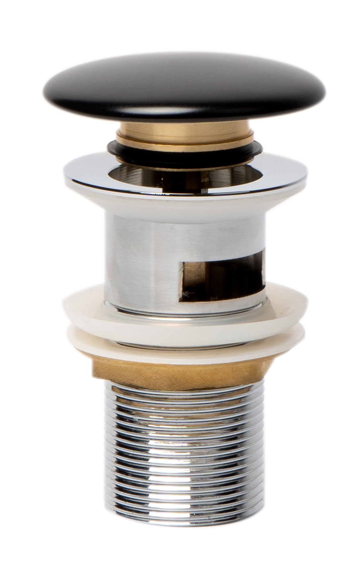 ALFI AB8056-BM Black Matte Ceramic Mushroom Top Pop Up Drain for Sinks with Overflow