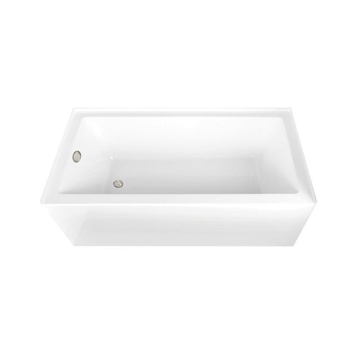 Aqua Eden CVTAP663222L6 66" Acrylic Rectangular 3-Wall Alcove Tub Combo with Waste and Overflow Drain (Left Hand Drain), Glossy White/Polished Nickel