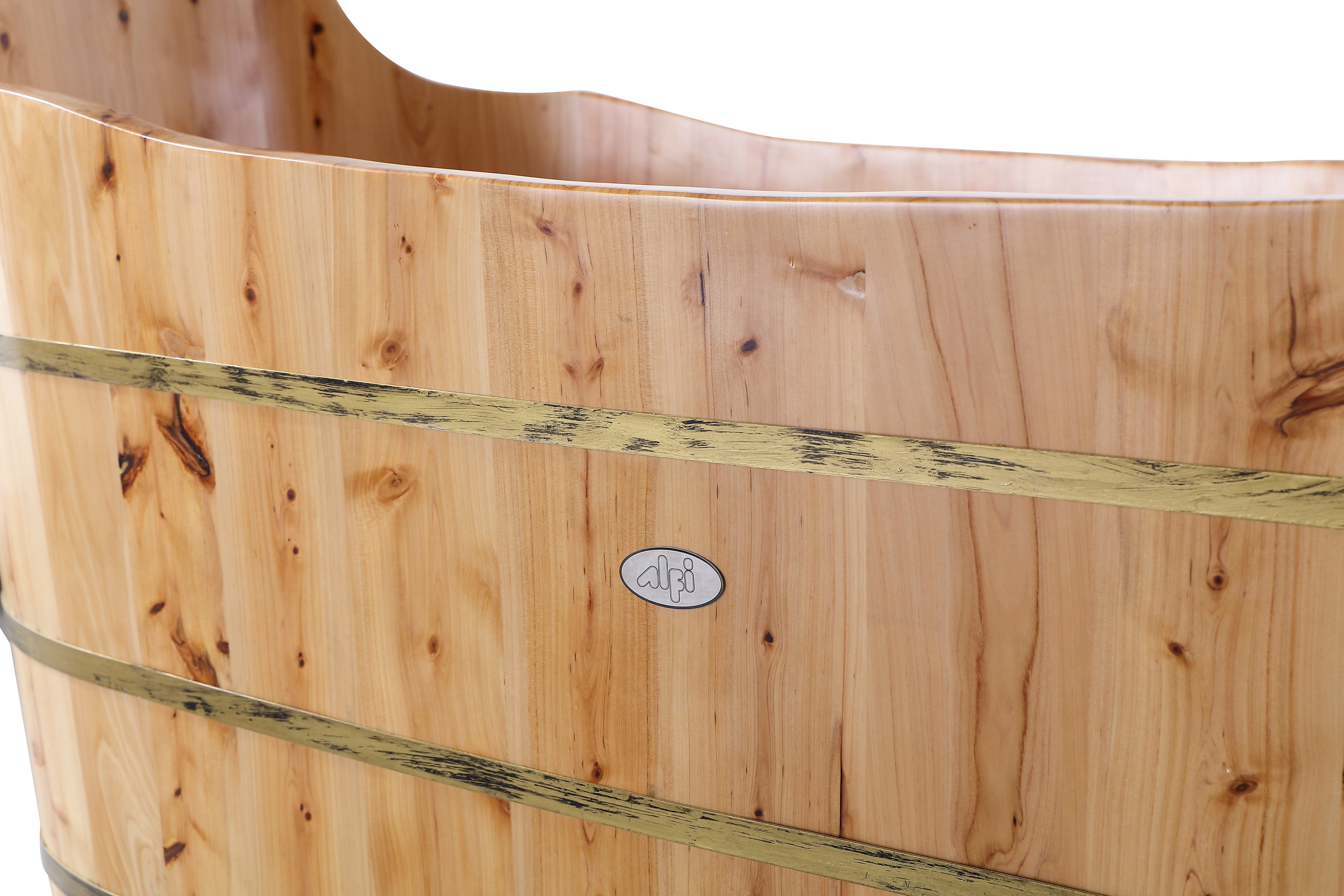 ALFI AB1103 59" Free Standing Cedar Wood Bathtub with Bench
