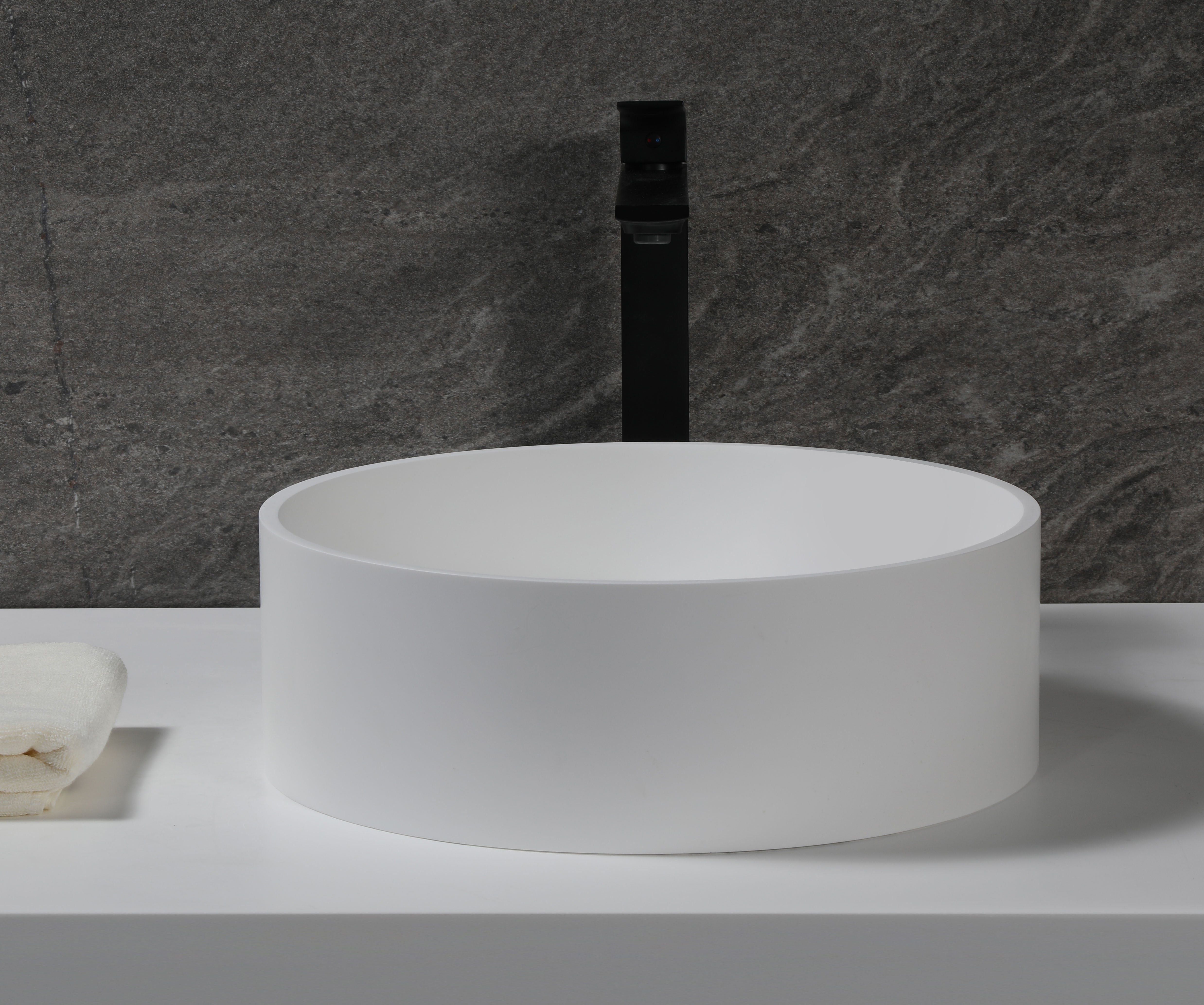 ALFI ABRS15R 15" Round White Matte Solid Surface Resin Sink