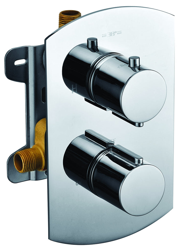 ALFI AB3809-PC Polished Chrome Round Knob 1 Way Thermostatic Shower Mixer