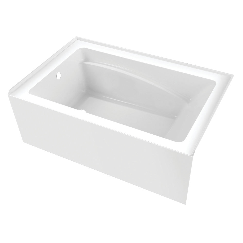 Aqua Eden VTAM5436L22T 54" Acrylic Rectangular 3-Wall Alcove Tub, Left Hand Drain, Glossy White