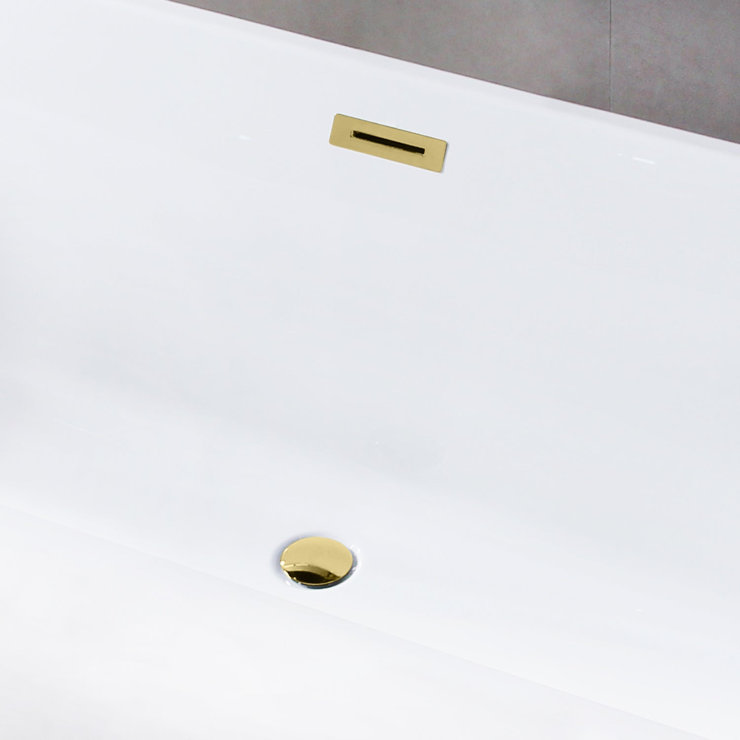 Kingston Brass VTSQ512823C412 51" Acrylic Rectangular Double Ended Freestanding Tub with Drain, Glossy White/Polished Brass