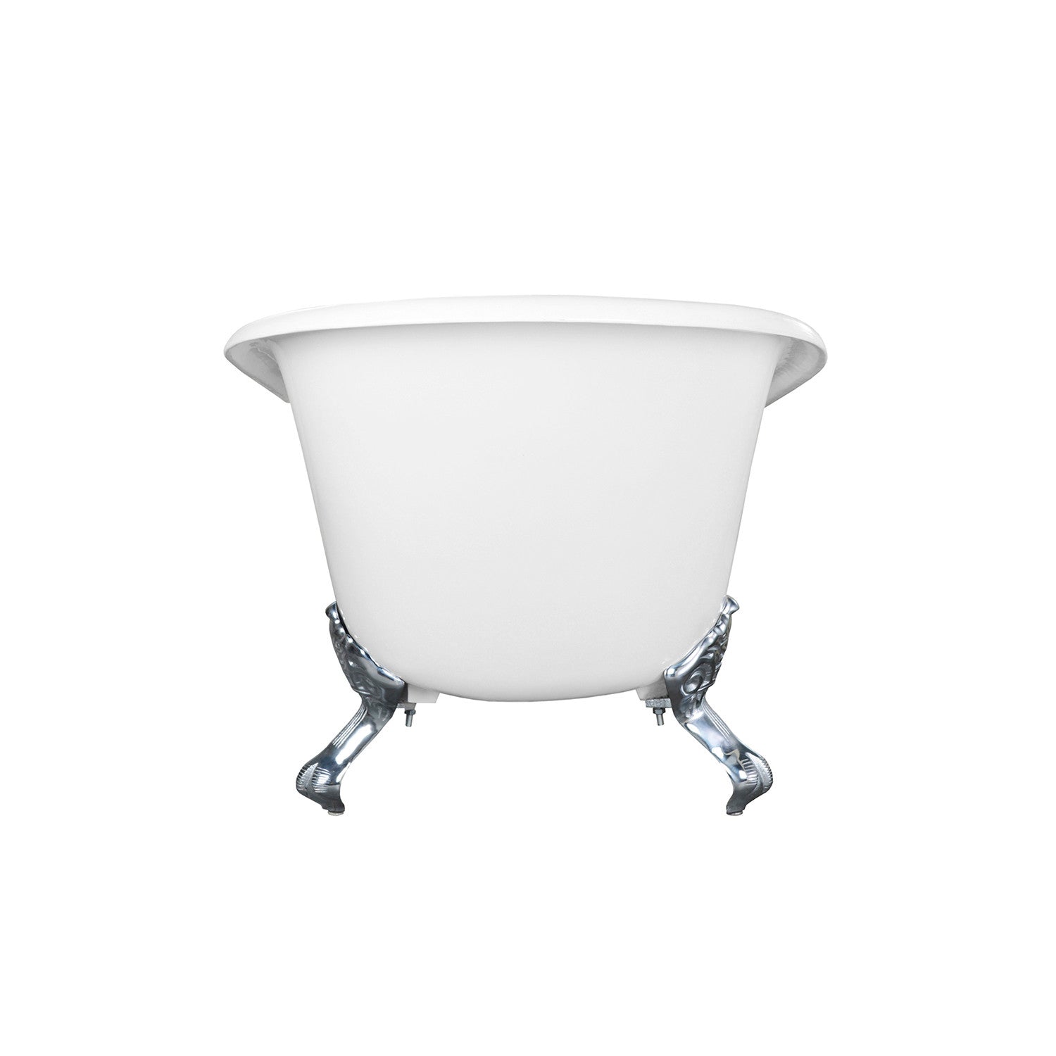 Aqua Eden VCT7D6630NF1 67" Cast Iron Classic Flat-Rim Single Slipper Clawfoot Tub (7" Faucet Drillings), White/Polished Chrome