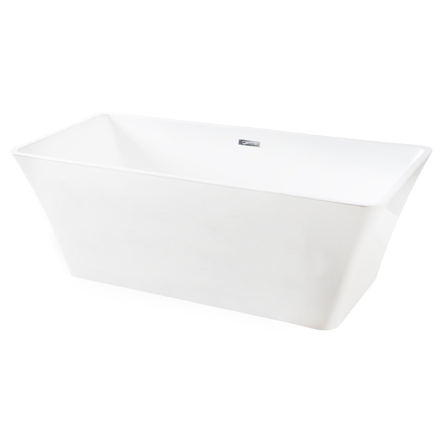Kingston Brass VTSQ672923 67" Acrylic Rectangular Double Ended Freestanding Tub with Drain, Glossy White
