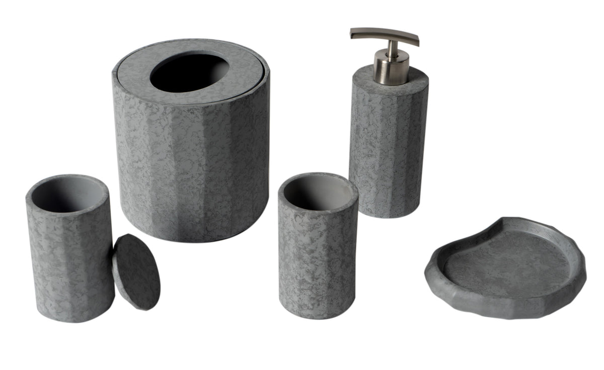 ALFI ABCO1022 5 Piece Solid Concrete Gray Matte Bathroom Accessory Set