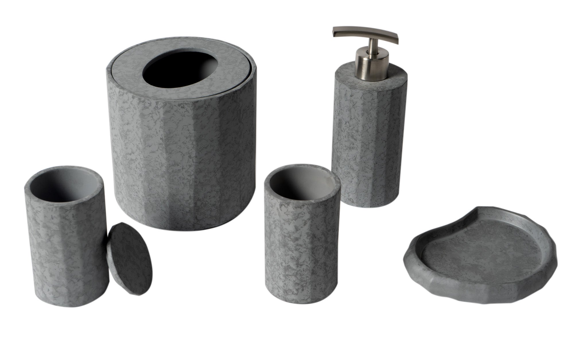 ALFI ABCO1022 5 Piece Solid Concrete Gray Matte Bathroom Accessory Set