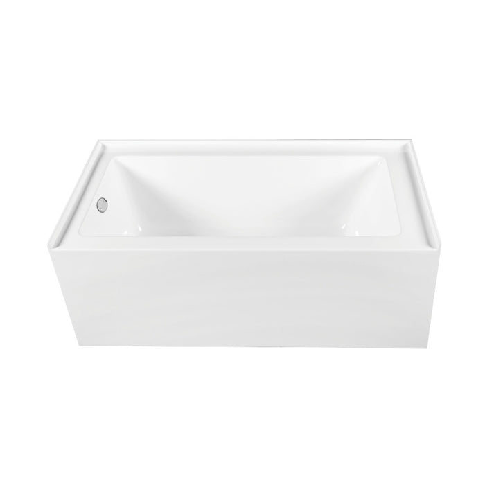 Aqua Eden CVTDE603122L1 60" Acrylic Rectangular 3-Wall Alcove Tub Combo with Waste and Overflow Drain (Left Hand Drain), Glossy White/Polished Chrome