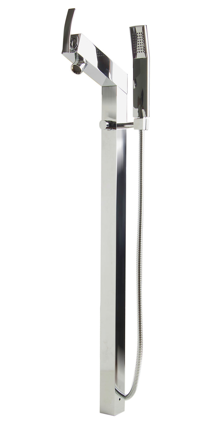 ALFI AB2728-PC Polished Chrome Floor Mounted Tub Filler + Mixer /w additional Hand Held Shower Head