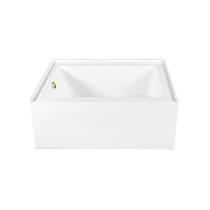 Aqua Eden CVTAP603222L7 60" Acrylic Rectangular 3-Wall Alcove Tub Combo with Waste and Overflow Drain (Left Hand Drain), Glossy White/Brushed Brass