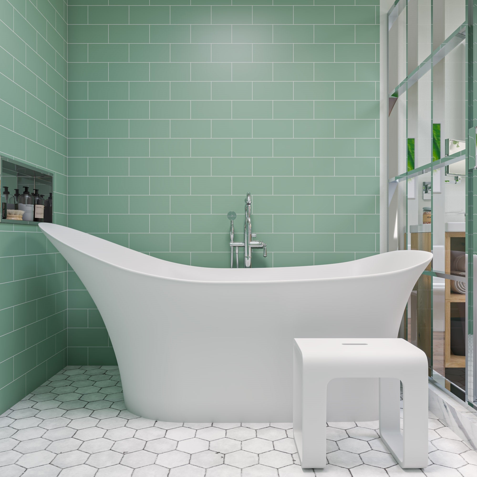 ALFI AB9915 74" White Solid Surface Smooth Resin Soaking Slipper Bathtub