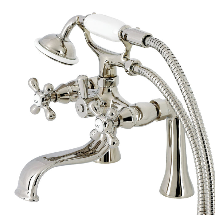 Kingston Brass KS228PN Kingston 7" Center Deck-Mount Clawfoot Tub Faucet with Hand Shower, Polished Nickel